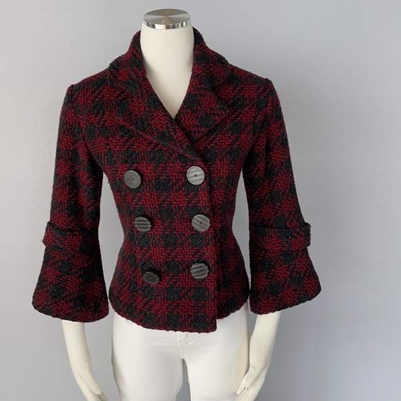 Mac & jac wool Double Breasted Tweed Jacket Size 6 - Picture 2 of 14